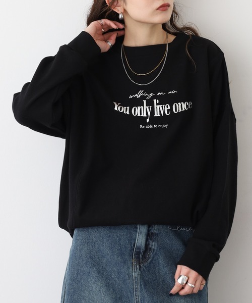 A.N.L（エーエヌエル　レーベル）の「A.N.L ロゴプリント切替カットソー（Tシャツ/カットソー・レディース・ネイビー/ライトグレー/ブラック・38）」の4枚目の写真