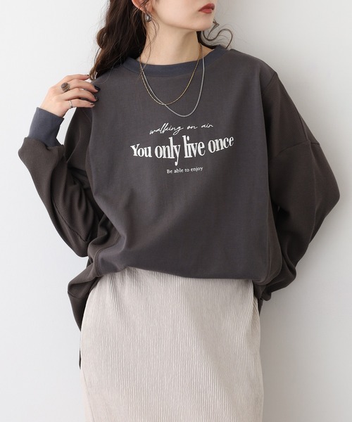 A.N.L（エーエヌエル　レーベル）の「A.N.L ロゴプリント切替カットソー（Tシャツ/カットソー・レディース・ネイビー/ライトグレー/ブラック・38）」の8枚目の写真