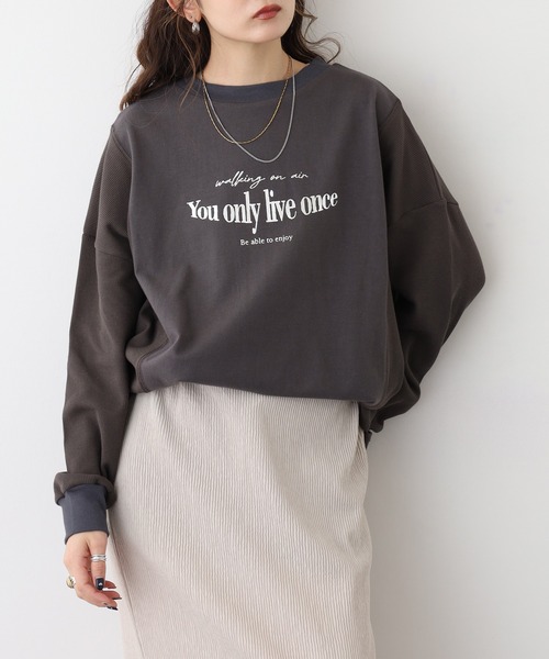 A.N.L（エーエヌエル　レーベル）の「A.N.L ロゴプリント切替カットソー（Tシャツ/カットソー・レディース・ネイビー/ライトグレー/ブラック・38）」の9枚目の写真