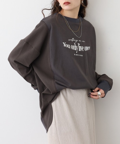 A.N.L（エーエヌエル　レーベル）の「A.N.L ロゴプリント切替カットソー（Tシャツ/カットソー・レディース・ネイビー/ライトグレー/ブラック・38）」の10枚目の写真