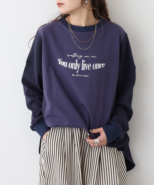 A.N.L（エーエヌエル　レーベル）の「A.N.L ロゴプリント切替カットソー（Tシャツ/カットソー・レディース・ネイビー/ライトグレー/ブラック・38）」の12枚目の写真