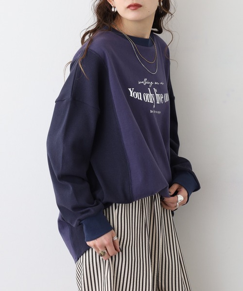 A.N.L（エーエヌエル　レーベル）の「A.N.L ロゴプリント切替カットソー（Tシャツ/カットソー・レディース・ネイビー/ライトグレー/ブラック・38）」の13枚目の写真
