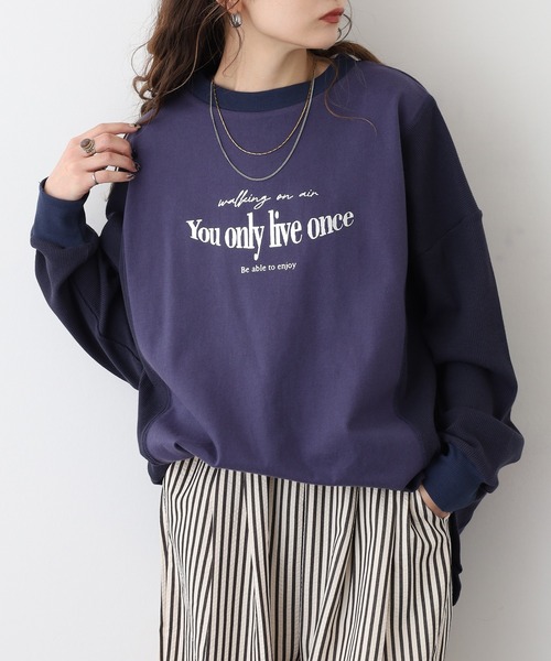 A.N.L（エーエヌエル　レーベル）の「A.N.L ロゴプリント切替カットソー（Tシャツ/カットソー・レディース・ネイビー/ライトグレー/ブラック・38）」の14枚目の写真
