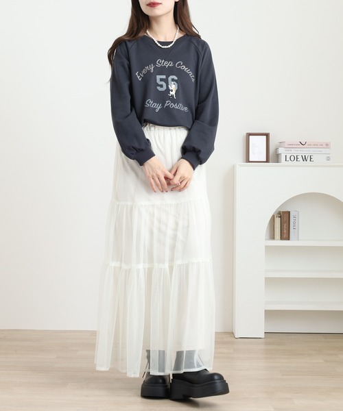 Quelle Chance(ケルシャンス)の「プリント+刺繍 長袖プルオーバー(Tシャツ/カットソー・レディース・杢グレー/チャコールグレー/グリーン/マスタード・M/L)」の18枚目の写真