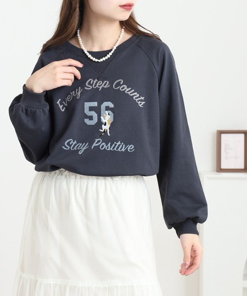 Quelle Chance(ケルシャンス)の「プリント+刺繍 長袖プルオーバー(Tシャツ/カットソー・レディース・杢グレー/チャコールグレー/グリーン/マスタード・M/L)」の17枚目の写真