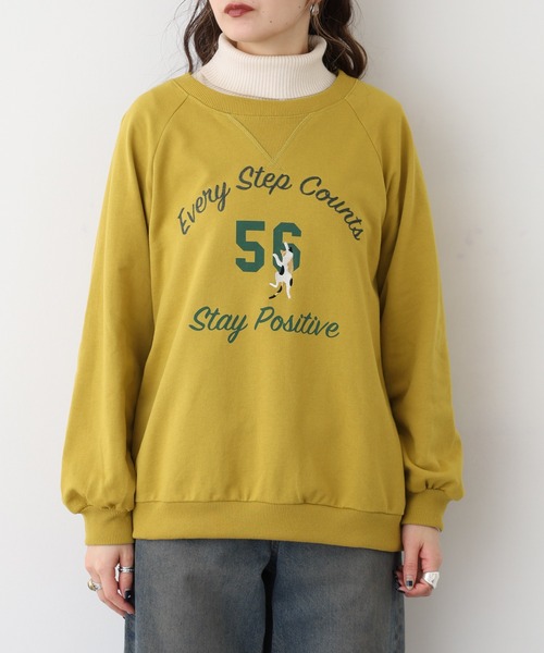 Quelle Chance(ケルシャンス)の「プリント+刺繍 長袖プルオーバー(Tシャツ/カットソー・レディース・杢グレー/チャコールグレー/グリーン/マスタード・M/L)」の6枚目の写真