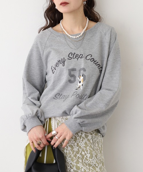 Quelle Chance(ケルシャンス)の「プリント+刺繍 長袖プルオーバー(Tシャツ/カットソー・レディース・杢グレー/チャコールグレー/グリーン/マスタード・M/L)」の19枚目の写真