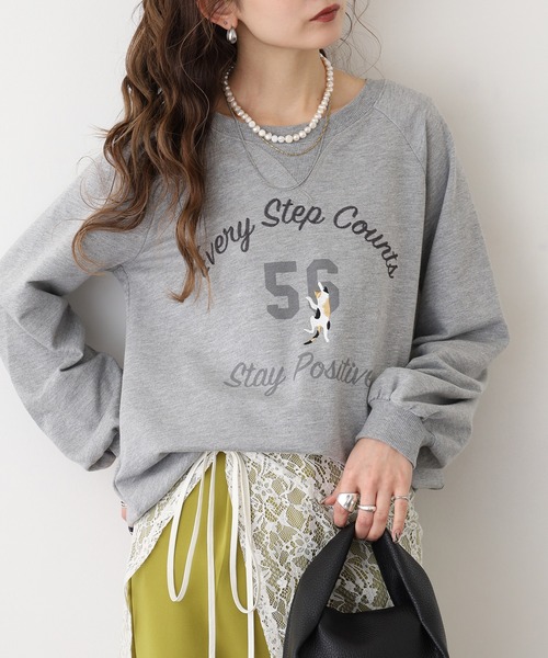 Quelle Chance(ケルシャンス)の「プリント+刺繍 長袖プルオーバー(Tシャツ/カットソー・レディース・杢グレー/チャコールグレー/グリーン/マスタード・M/L)」の20枚目の写真