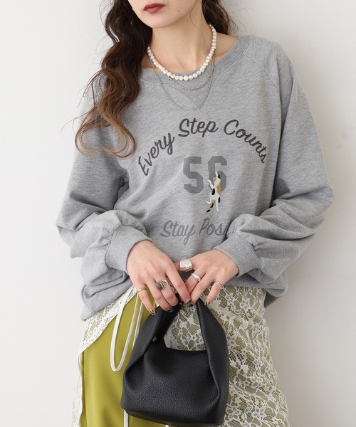 Quelle Chance(ケルシャンス)の「プリント+刺繍 長袖プルオーバー(Tシャツ/カットソー・レディース・杢グレー/チャコールグレー/グリーン/マスタード・M/L)」の21枚目の写真