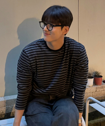 LEIRE（ルアール）の「ストライプロングスリーブTシャツ[チャコールST]（Tシャツ/カットソー）」