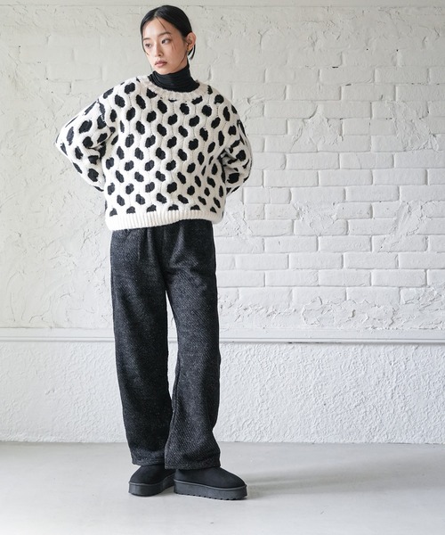 mili an deni（ミリアンデニ）の「バルキーニットプルオーバー（ニット/セーター・レディース・ブルー/ブラック・M）」の8枚目の写真