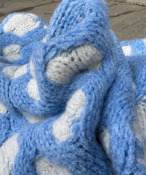 mili an deni（ミリアンデニ）の「バルキーニットプルオーバー（ニット/セーター・レディース・ブルー/ブラック・M）」の14枚目の写真