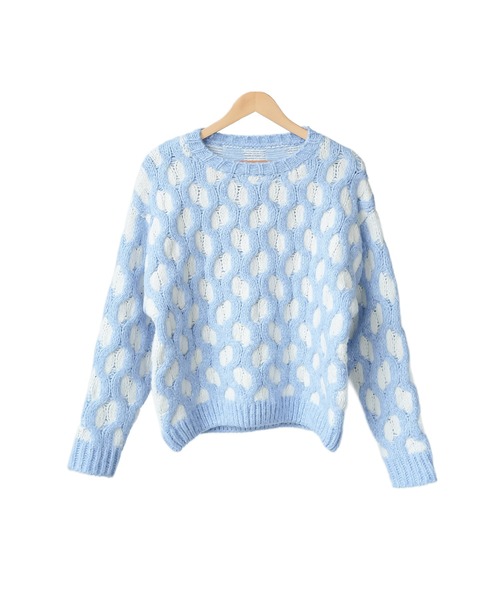 mili an deni（ミリアンデニ）の「バルキーニットプルオーバー（ニット/セーター・レディース・ブルー/ブラック・M）」の18枚目の写真