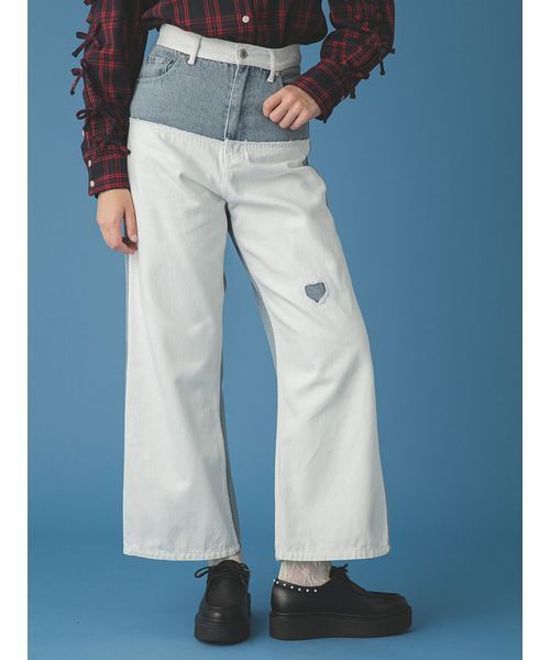 FURFUR（ファーファー）の「パッチワークデニムパンツ（デニムパンツ・レディース・ブラック/ライトブルー/ブルー・0/1）」の2枚目の写真