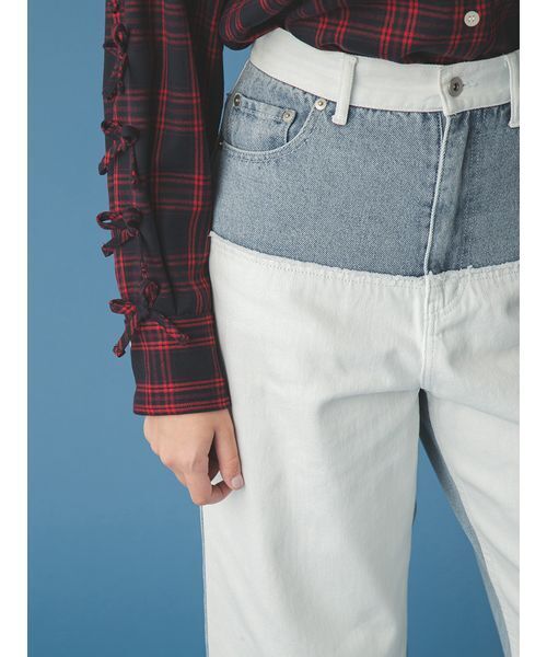 FURFUR（ファーファー）の「パッチワークデニムパンツ（デニムパンツ・レディース・ブラック/ライトブルー/ブルー・0/1）」の7枚目の写真