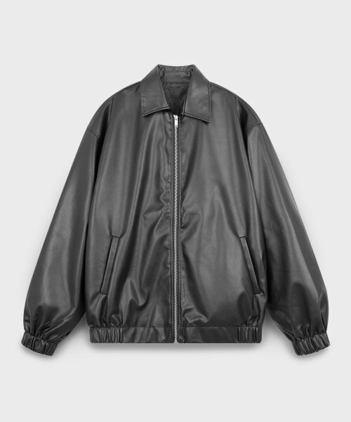 BLACK MOMENT（ブラックモーメント）の「[フェイクレザー] オーバーサイズポケットバンディングジャンパー_BLACK（ライダースジャケット・レディース・ブラック・FREE）」の8枚目の写真