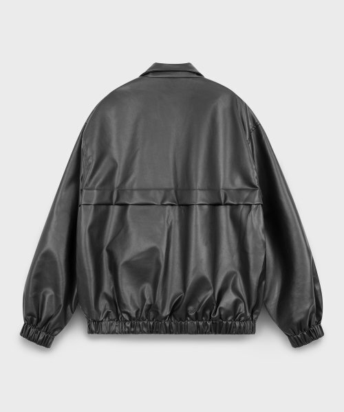 BLACK MOMENT（ブラックモーメント）の「[フェイクレザー] オーバーサイズポケットバンディングジャンパー_BLACK（ライダースジャケット・レディース・ブラック・FREE）」の2枚目の写真