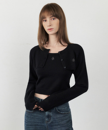 CITYBREEZE（シティブリーズ）の「クロップカーディガンレイヤードトップセット_BLACK（カーディガン/ボレロ）」