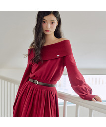 バネッサオフショルダーフレアワンピース[RED]