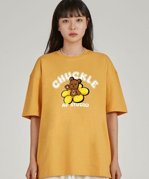 ASTRAL PROJECTION(アストラルプロジェクション)の「フロントチャックベアラウンドネック15番手綿半袖Tシャツ_チェダー(Tシャツ/カットソー・レディース・その他・LARGE/X-LARGE)」の1枚目の写真