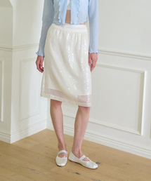 Spangled Layered Skirt Set_ Ivory
