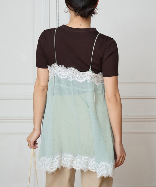 IENA LA BOUCLE（イエナラブークル）の「IENA LA BOUCLE 楊柳レースミニキャミドレス（キャミソール・レディース・ライトグリーン・FREE）」の5枚目の写真