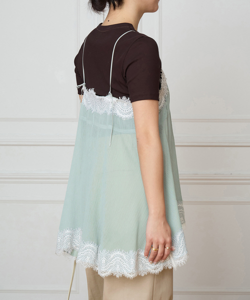 IENA LA BOUCLE（イエナラブークル）の「IENA LA BOUCLE 楊柳レースミニキャミドレス（キャミソール・レディース・ライトグリーン・FREE）」の6枚目の写真