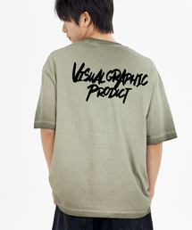 フェイドピグメントグラフィットロゴ半袖Tシャツカーキ