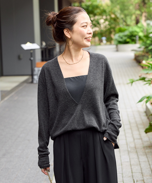 セール】手洗い可 / カシミヤ深Vプルオーバー（ニット/セーター）｜B.C