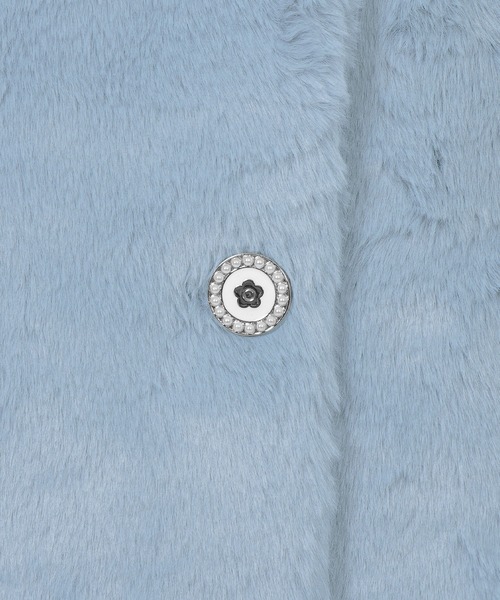 MARY QUANT（マリークワント）の「デイジーパールボタンファー ロングコート（チェスターコート・レディース・ブルー/アイボリー/ベージュ・M）」の5枚目の写真