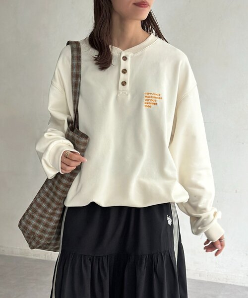 CPCM(シーピーシーエム)の「古着ライク胸刺繍ヘンリースウェット(Tシャツ/カットソー・メンズ・グレー/アイボリー/ブラック/ネイビー/ブラウン・FREE)」の9枚目の写真