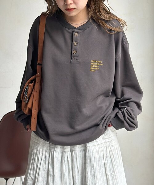 CPCM(シーピーシーエム)の「古着ライク胸刺繍ヘンリースウェット(Tシャツ/カットソー・メンズ・グレー/アイボリー/ブラック/ネイビー/ブラウン・FREE)」の19枚目の写真