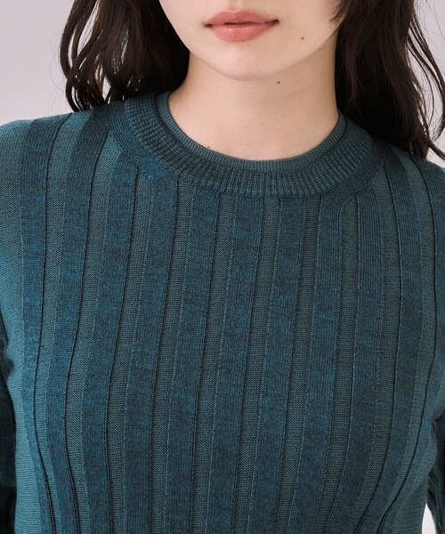 UNITED TOKYO（ユナイテッドトウキョウ）の「リップルレイヤーニット｜ウォッシャブル/オフィスカジュアル/細見え/春服（ニット/セーター・レディース・グリーン/ブラウン/グレー・FREE）」の13枚目の写真