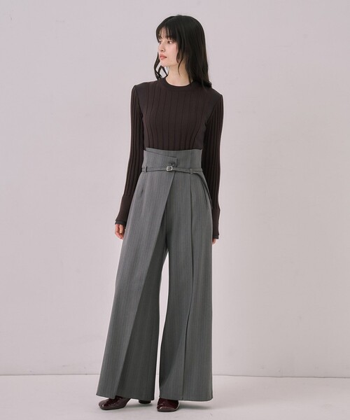 リップルレイヤーニット｜ウォッシャブル/オフィスカジュアル/細見え