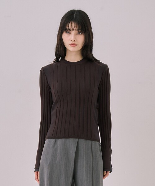 リップルレイヤーニット｜ウォッシャブル/オフィスカジュアル/細見え