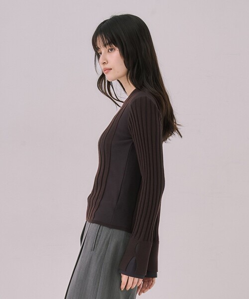 リップルレイヤーニット｜ウォッシャブル/オフィスカジュアル/細見え