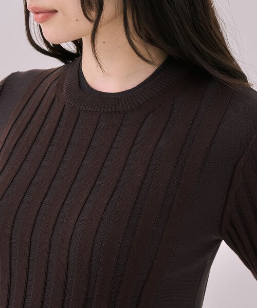 リップルレイヤーニット｜ウォッシャブル/オフィスカジュアル/細見え