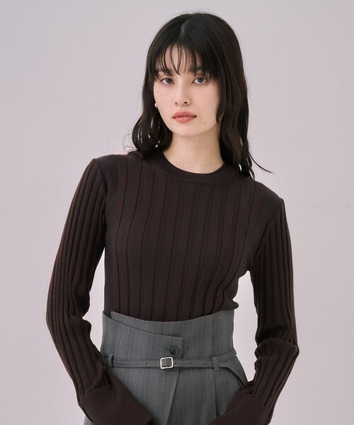 リップルレイヤーニット｜ウォッシャブル/オフィスカジュアル/細見え