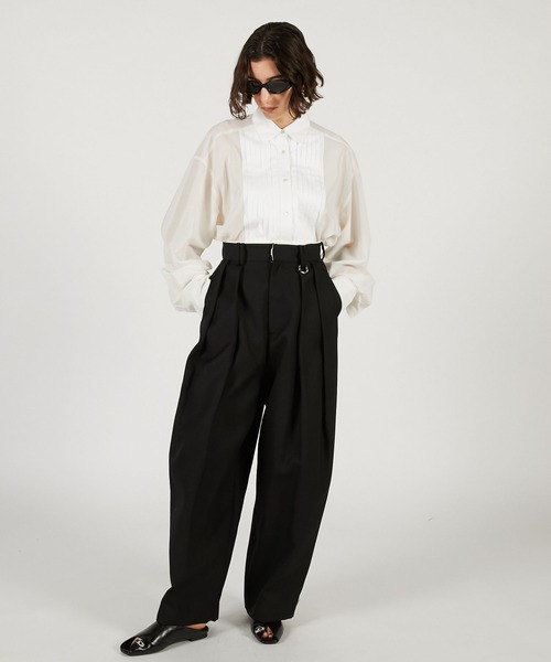 PRANK PROJECT（プランクプロジェクト）の「フロントタックシアーシャツ / Front-Tuck Overshirt（シャツ/ブラウス・レディース・ブラック/ホワイト・FREE）」の3枚目の写真