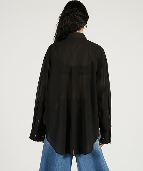 PRANK PROJECT（プランクプロジェクト）の「フロントタックシアーシャツ / Front-Tuck Overshirt（シャツ/ブラウス・レディース・ブラック/ホワイト・FREE）」の12枚目の写真