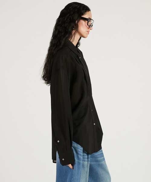 PRANK PROJECT（プランクプロジェクト）の「フロントタックシアーシャツ / Front-Tuck Overshirt（シャツ/ブラウス・レディース・ブラック/ホワイト・FREE）」の13枚目の写真
