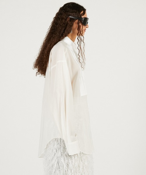 PRANK PROJECT（プランクプロジェクト）の「フロントタックシアーシャツ / Front-Tuck Overshirt（シャツ/ブラウス・レディース・ブラック/ホワイト・FREE）」の9枚目の写真