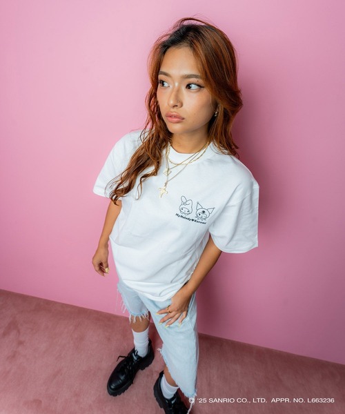 sanrio（サンリオ）の「サンリオキャラクターズ × ホームゲーム [HOMEGAME] - マイメロディー クロミ 半袖 Tシャツ [MY MELODY KUROMI TEE WHITE HG2501106]（Tシャツ/カットソー・レディース・ホワイト・X-LARGE/LARGE/MEDIUM/SMALL）」の8枚目の写真
