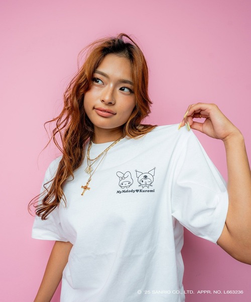 sanrio（サンリオ）の「サンリオキャラクターズ × ホームゲーム [HOMEGAME] - マイメロディー クロミ 半袖 Tシャツ [MY MELODY KUROMI TEE WHITE HG2501106]（Tシャツ/カットソー・レディース・ホワイト・X-LARGE/LARGE/MEDIUM/SMALL）」の10枚目の写真