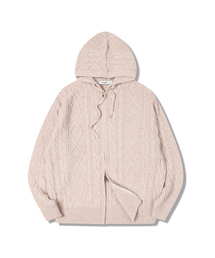 POLYGRAM（ポリグラム）の「ツーウェイアランケーブルウールフードジップアップニット - 5カラー（パーカー）」