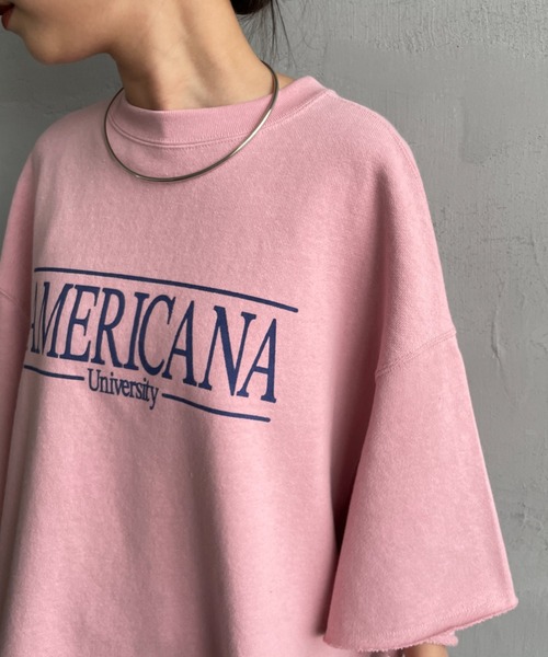 AMERICANA（アメリカーナ）の「[Americana/アメリカーナ] 別注 ロゴプリント カットオフスウェット（スウェット・レディース・ネイビー/杢グレー/ピンク・ONE SIZE）」の19枚目の写真