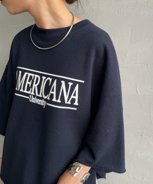 Americana/アメリカーナ] 別注 ロゴプリント カットオフスウェット