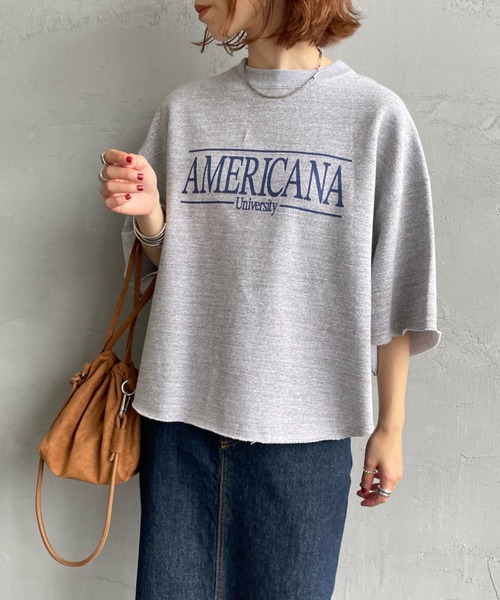 AMERICANA（アメリカーナ）の「[Americana/アメリカーナ] 別注 ロゴプリント カットオフスウェット（スウェット・レディース・ネイビー/杢グレー/ピンク・ONE SIZE）」の11枚目の写真