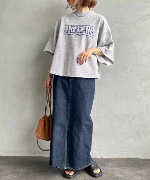 AMERICANA（アメリカーナ）の「[Americana/アメリカーナ] 別注 ロゴプリント カットオフスウェット（スウェット・レディース・ネイビー/杢グレー/ピンク・ONE SIZE）」の14枚目の写真