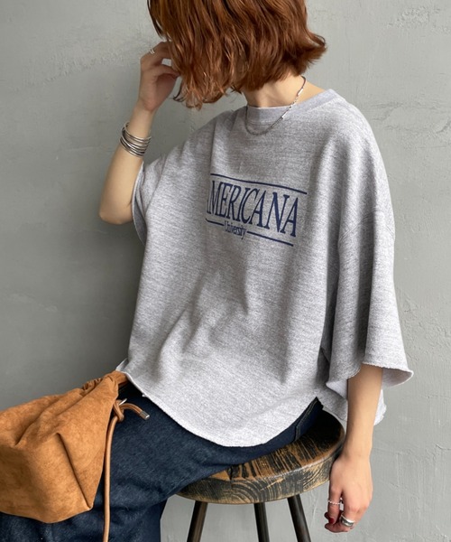 AMERICANA（アメリカーナ）の「[Americana/アメリカーナ] 別注 ロゴプリント カットオフスウェット（スウェット・レディース・ネイビー/杢グレー/ピンク・ONE SIZE）」の10枚目の写真